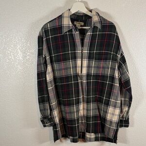 Eddie Bauer Plaid Pop Over Half Zip Flannel Top Size XL